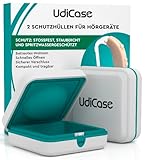 2 Aufbewahrung für Hörgeräte - UdiCase Etui Klein Taschenformat Wasserdichter 7x7x3cm - Schutz vor Staub Stößen Flüssigkeiten - Ergonomisches Innenleben und Praktische Öffnen mit Rutschfesten Füßen