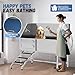 Albott 60 Inch Stainless Steel Dog Washing Station, Professional Pet Bathtub with Stairs, 3-Speed Adjustable Showerhead, Removable Grates, and Easy-Clean Design, XL for Large Dogs (Left Door).