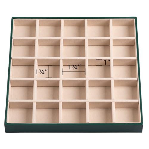 Frebeauty Earring Organizer Classic Jewelry Box 50 Slots Double Layer Jewelry Storage Case with 6 Necklace Hook and Bracelet Pocket(Blackish Green) by Frebeauty - Image 6