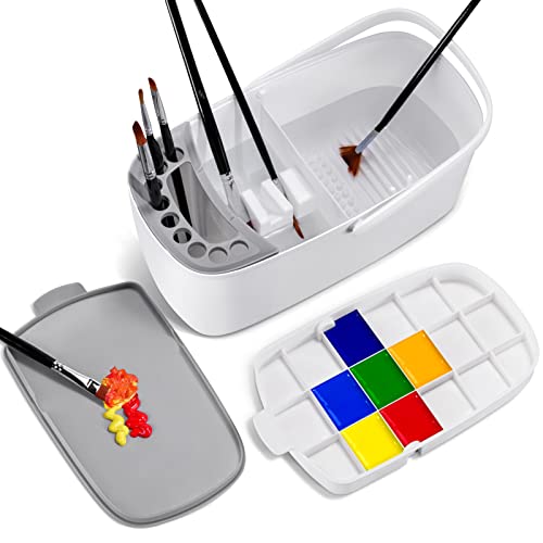 Gamenote Paint Brush Cleaner - Paint Brush Holder With Palette And Handle, Paint Brush Rinser For Acrylic, Watercolor, And Water-Based Paints #TOP15