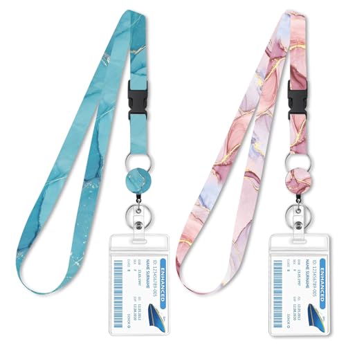 2 Pack Cruise Lanyards for Ship Cards with Retractable Badge Reel - Waterproof ID Badge Holder for Royal Caribbean, Carnival & All Major Cruise Lines, 2026 Cruise Essentials & Must Haves