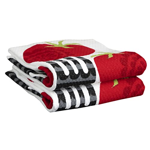 T-fal Textiles Double Sided Print Woven Cotton Kitchen Dish Towel Set, 2-pack, 16