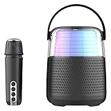 JERZOU Máquina de Karaoke con Micrófonos Inalámbricos, Karaoke Bocina y Micrófono, Altavoz de Karaoke Portátil para...
