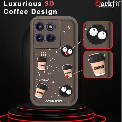 Image of DARKFIT Back Case Cover Compatible for Motorola Moto G86 5G | Cute Fun Cartoon 3D Ball | Coffee Silicone Case | Case Cover with Camera & Body Protection | Shock Proof | for Moto G86 5G | Color Brown