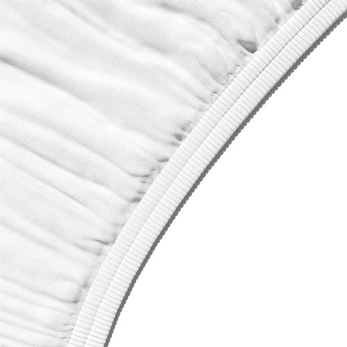 Amazon Basics Jersey Spannbettlaken, 100% Baumwolle, Spannbetttuch - Matratzenhöhe bis 30 cm, 120 x 200 cm, Weiß 3