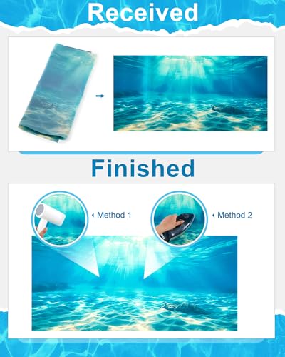 Image of Mindsoft 4 Pack Aquarium Background Polyester 48 x 24 Inch Cloth Fish Tank Background Undersea Corals Sunshines Rock Aquatic Plants Wallpaper with Double-Sided Tape