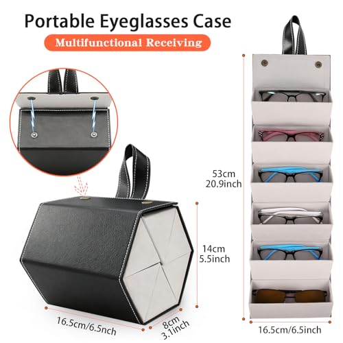 Image of SMARTTOP Sunglass Eyeglass Organizer Collector 5 slot 6 Slot PU Eyeglasses Storage Case Box Multiple Hanging Eyewear Display