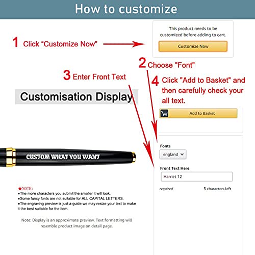 Ancolo-Custom-Pens-Office-Gift-Set-with-5-Gfit-Box-10-extra-Black-Refills-Metal-Body-Engraved-with-Your-Message-Personal-Names-Phone-Number-Gift-for-Business-Office-Colleague-Friends