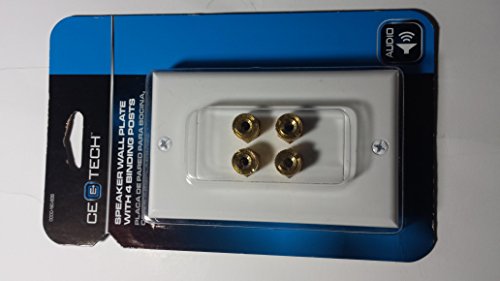 Speaker Wall Plate with 4 Binding Posts - White-CE Tech-4 banana wallplate WH