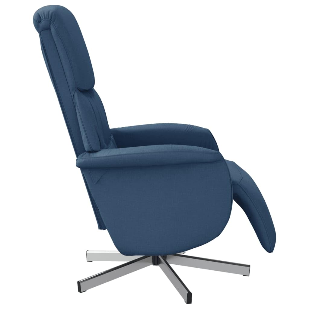 Sillón giratorio, azul, 71 x 91 x 105 cm, poliéster, chaise longue plegable, reposapiés, salón, oficina
