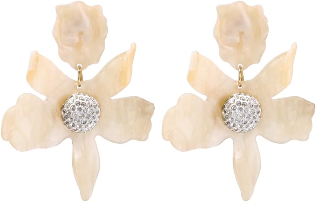 Boho Stud Earrings for Women – Chic Flower Statement Earrings with Gold Flower Bud, Great for Sister, Mom, Lover and Friends