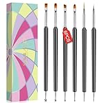 SAVILAND Nail Art Brushes Set - 6pcs Double-End Nail Art Tools Professional Nail Art Kit Dotting Tools Line Pen Painting Brushes for Gel Polish Nail Design French Manicure