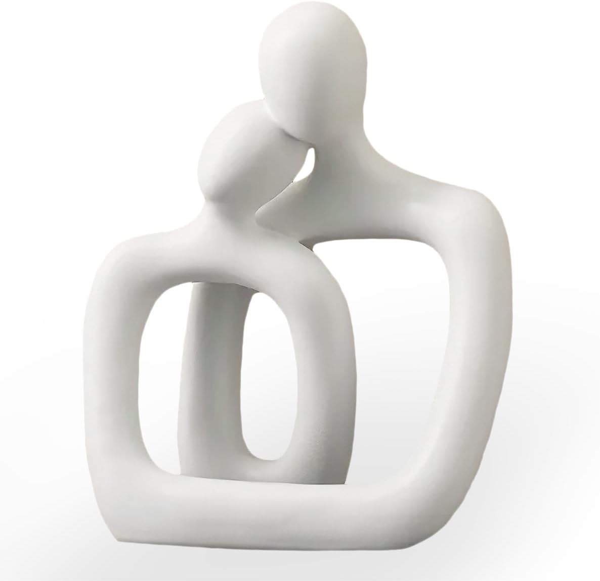 Abstract Couple Statue, Minimalist Couples Bedroom Decor, White Hugging Lovers Sculptures Modern Home Office Decor Accents, TV Stand Decorations for Living Room Aesthetic, Desktop Figurine