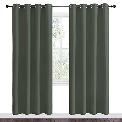 Image of NICETOWN Dark Mallard Blackout Curtain Panel Grommet - Home Decorations Thermal Insulated Solid Grommet Top Blackout Living Room Panels /Drapes for Gift (1 Pair, 55 x 78-Inch)
