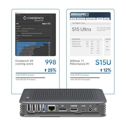 Yxk S15 UItra Mini PC,12th Gen Alder Lake- N100(up to 3.4GHz), 16GB DDR4 RAM 512GB M.2 SSD, Desktop Computer Support 4K Dual Display/USB3.2/WiFi 6/BT5.2 or Gigabit Ethernet for Home/Office