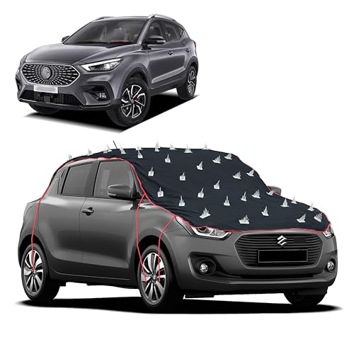 Image of Dog Protection Spike Car Cover for Astor Bonnet to Roof Easy Installation with 4 Elastic Hook Strap | Anti-Scratch Soft Cotton Inner | Complete Protection from Street Dogs & Monkeys