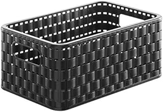 Rotho Country Storage Box 6 l in Rattan Look, Plastic (PP), Black, A5 / 6 litres (28 x 18,5 x 12,6 cm)