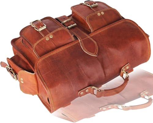 Bolsa lateral para moto de cuero marrón 2 unidades miniatura 4