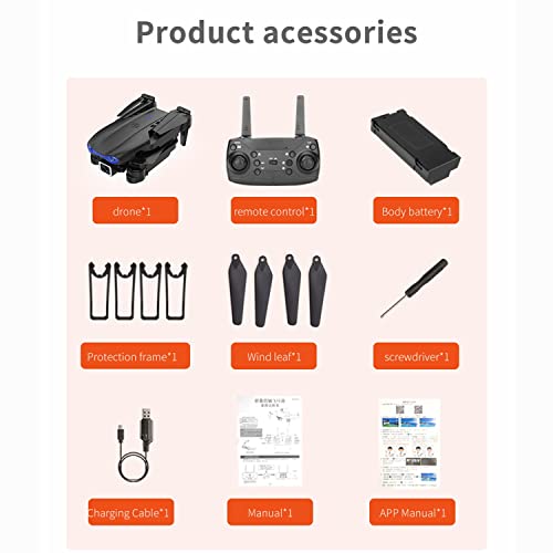 ASDFGHJ Drohne mit Kamera Faltbare Drohne mit Langer Flugzeit, RC Mini Quadcopter One Key Start/Landen USB-Aufladung mit… – Bild 4