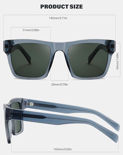 Image of Joopin Acetate Square Sunglasses Men Polarized UV400 Protection Trendy Oversized Sun Glasses Retro Shades Women