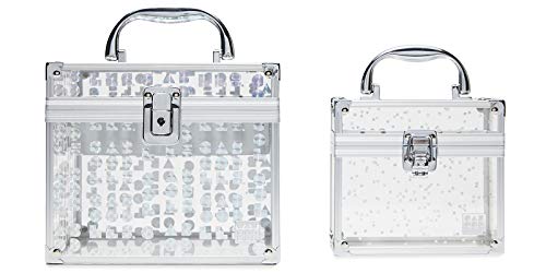 Caboodles Galaxy Glam Prima Donna Train Case Makeup Organizer, Silver Holographic
