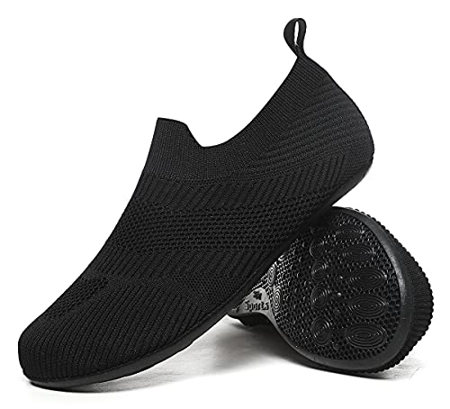 CanLeg Womens Mens Rubber Sole Non Slip Indoor Comfortable House Slippers Lightweight Home Yoga Socks Shoes(CL21035AllBlack45)