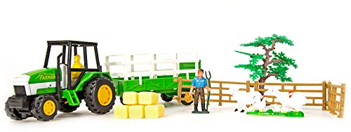 Nerd Clear Traktor Bauernhof-Traktor mit Anhänger Spielzeug-Set Bauernhof-Tiere Farm-Tiere und Zubehör – Bild 7
