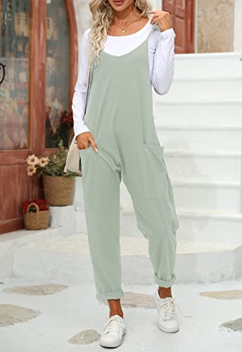 Tongmingyun Womens Casual Sleeveless Jumpsuits Spaghetti Strap Loose Romper Long Pants With Pockets #TOP2