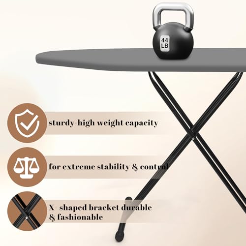 RIZTAIK Ironing Board, Compact and Space Saver,Size 13 x 43, Metal Construction Ironing Boards with Extra Thick Heavy Duty Padded, Stable Structure,Skid Feet, Premium Iron Board,Grey - Image 3