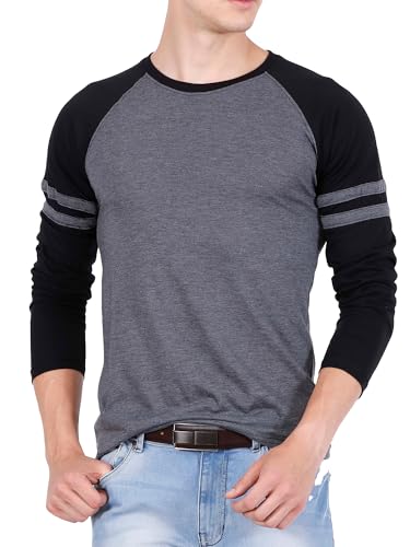 Image of fanideaz Men's Stylish Raglan Full Sleeve T-Shirt Stylish Classic Comfort Wear for Mens Premium Cotton Full Sleeve t Shirt for Men Round Neck Regular fit Tshirt for Mens