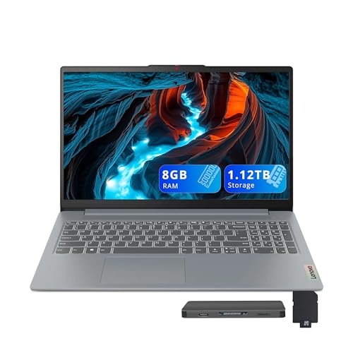 Image of Lenovo IdeaPad Slim 3i 15.6 inch FHD Laptop, Intel Core i3-N305, 8GB LPDDR5, 1.12TB Storage (128GB UFS+1TB Docking Station Set), Intel UHD Graphics, Numeric Keypad, Wi-Fi 6, Windows 11, Arctic Grey