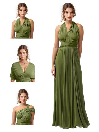 Image of JAEDEN Bridesmaid Dresses Multiway Convertible - Long Bridesmaid Dresses Chiffon Pleat 2026