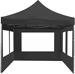 Kit Tenda Gazebo Sanfonada 3x3 Articulada Reforçada com Fechamento Laterais Completo Retrátil(PRETO)