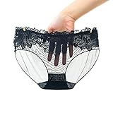 Damen Sexy Unterwäsche Spitze Unterhose Transparent Höschen Modische Frauen Sexy Durchsichtiger Schlüpfer Hipster Slips String Tanga Hipster Slips Netz Panties (Einheitsgröße,schwarz)
