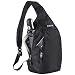 FREETOO Lightweight Waterproof Sling Bag 500D Nylon Slim Crossbody Shoulder Sling Backpack for Men and Women (Black)