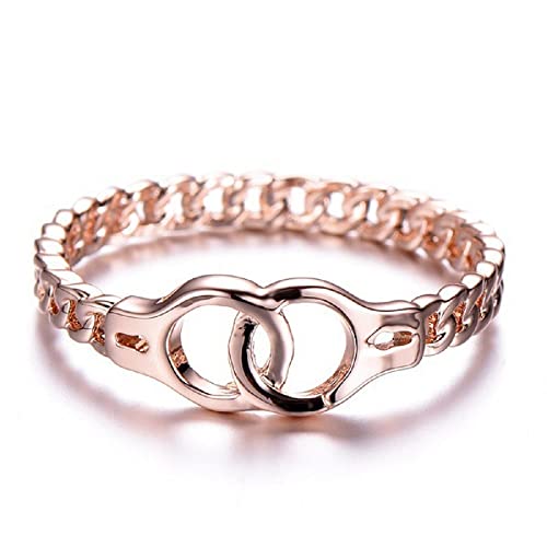 18k Rose Gold Plated Women's Ring Creative Handcuff Ring Eternity Ladies Ring (7)2
