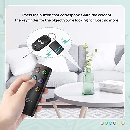 Esky Key Finder Locator with Sound, Stick-on TV Remote Control Finder, Item Locator Tags with 85dB Noise Sound 6 Receivers, Wallet Tracker Key Finders for Finding Keys, Remote Gift Idea