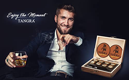 Whiskey Stainless Steel Stones Gift Set Of 8 Golden Ice Cubes. Reusable Chilling Rocks In Wooden Box Ideas For Men Dad Groomsman Husband Wedding Father's Day Birthday Anniversary By Tangra #TOP5
