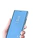 HMTECHUS Huawei P30 Pro case Luxury Bookstyle Clear View Window Electroplate Plating Stand Scratchproof Full Body Protective Flip Folio Ultra Slim Cover for Huawei P30 Pro PU Mirror:Blue MX