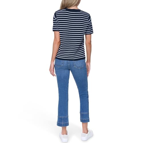 Image of Nautica Women's Crew Neck Solid Short Sleeve Sweater