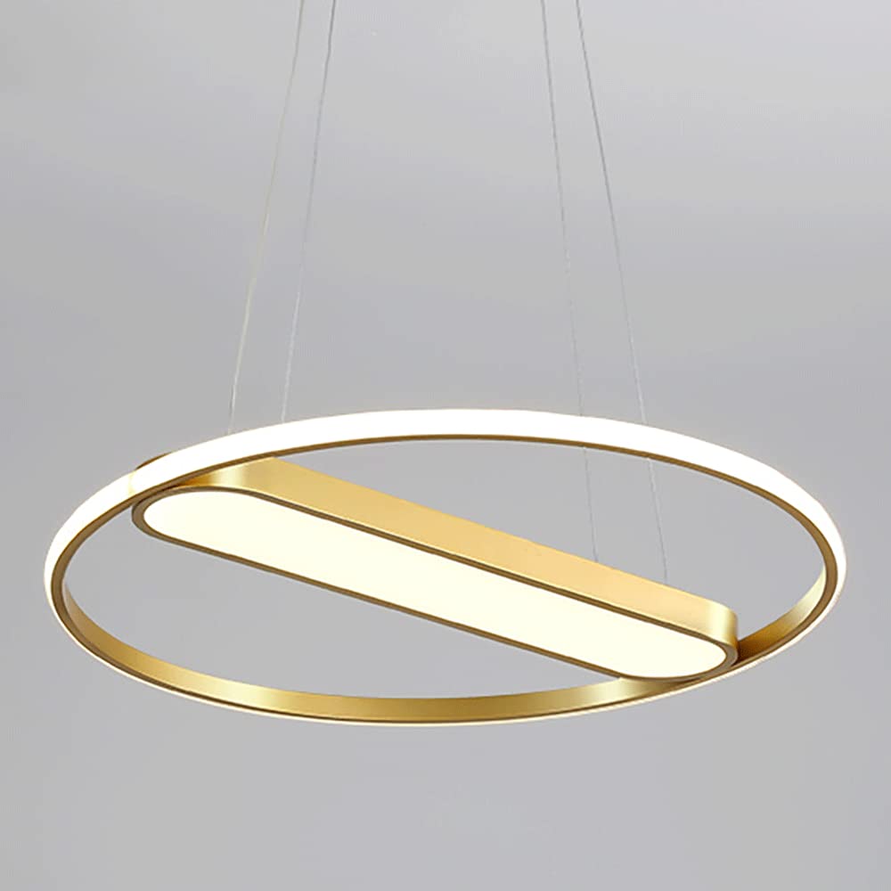Luminaire suspendu à anneau doré LED 40W moderne pour un salon chic
