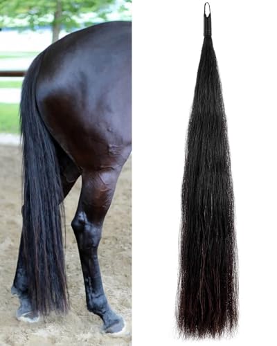 4/8 lb Horse Tail Extensions, Natural Real Horse Hair, False/Fake Horse Tail, 28-30 inches (Natural Black)