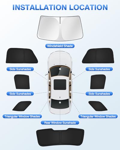 Image of Canvcle Sunshades for Ford Explorer 2011-2019 Accessories Windshield Sun Shade Side Rear Window Shade Cover Sun Visor Shield Privacy Protection Keep Vehicle Cool Black 8PCS