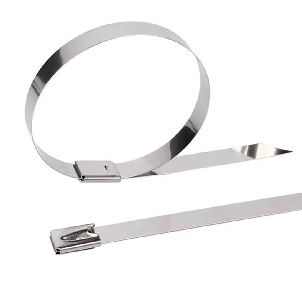 Metalowe opaski zaciskowe, opaski kablowe, 100 szt. 7,9 mm ze stali nierdzewnej, samoblokujące metalowe opaski zaciskowe, 20 cm-150 cm długości, wielofunkcyjna opaska zaciskowa z blokadą(1300mm)