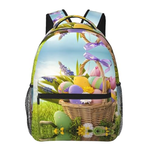 Sac à dos en toile OdDdot noir à motif œufs de Pâques, l'esprit festif et nomade