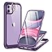 Miracase Glass Case for iPhone 11 6.1 inches, [Built-in Glass Screen Protector] Full Body Shockproof Rubber Bumper Clear Back Phone Case Cover Compatible with iPhone 11 (Purple)
