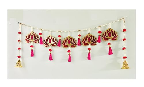 SPHINX MDF Lotus Cut Outs, Lotus hangings Tassels, Floral Wall hangings, Lotus Candle Holder, Lotus T-Lites, Main Entrance Decorations,Backdrop Hangings- (MDF Lotus Door Hangings, 1 Piece only) by Sphinx - Used condition - US$29.70