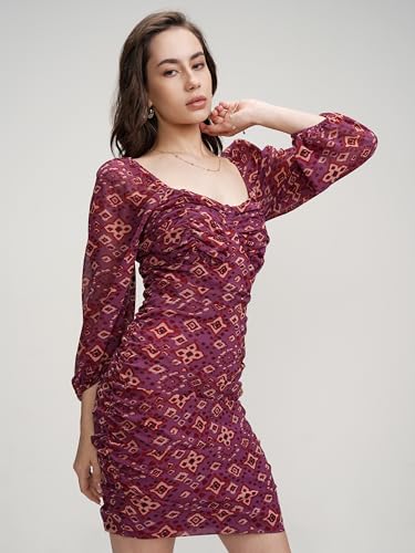Image of Tokyo Talkies Women's Three-Quarter Sleeves Sweet Heart Neck Printed Dresses | Stylish Dresses | Casual Dresses