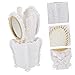 Beatifufu Hair Brush Set - 5pcs Vanity Mirror Comb Set for Girls Hair Care, Round Brush for Blow Drying, Antique Vanity Mirror, Detangling Plastic To Rotate, Cosmetic Air Bag, White