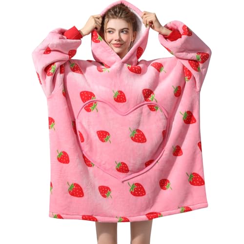 Dietersler Strawberry Sherpa Wearable Blanket Hoodie — view 8